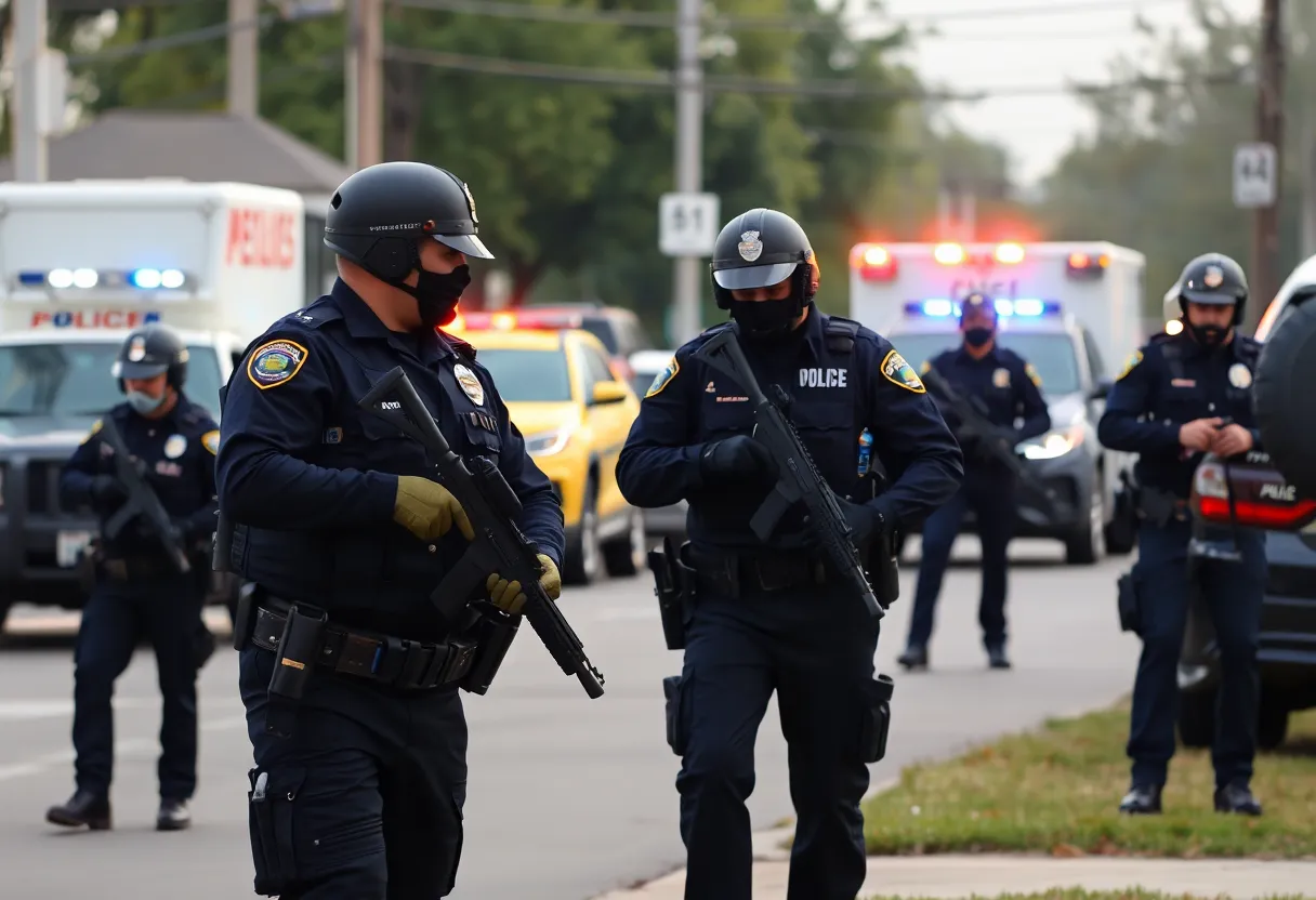 Emergency responders at a police standoff scene in Phoenix