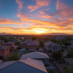 An aerial view of various homes in Phoenix, AZ showcasing the diverse architectural styles.