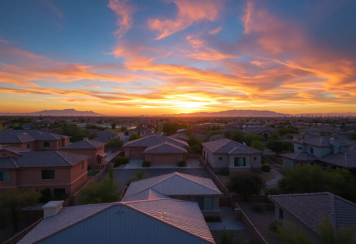 An aerial view of various homes in Phoenix, AZ showcasing the diverse architectural styles.