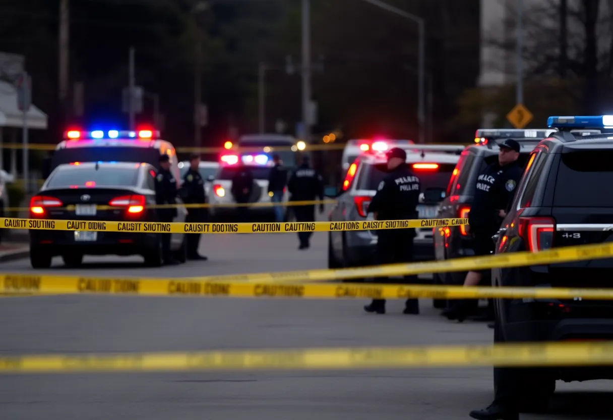 Police vehicles at the scene of a shooting in Phoenix