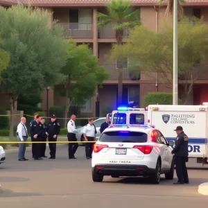 Emergency responders at the scene of a shooting in Phoenix