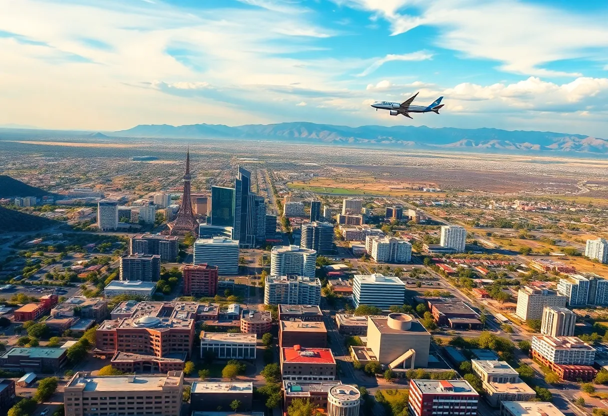 Visual representation of the new flight route from Phoenix to Tucson.