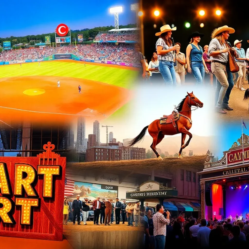 Collage of different weekend events in Phoenix including sports, concerts, and cultural exhibitions.