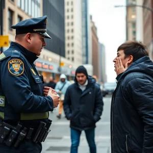 Police officer interacting with a person in crisis