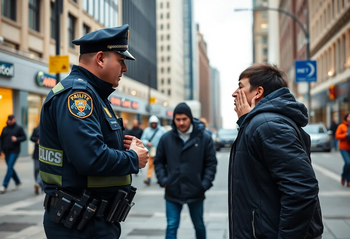 Police officer interacting with a person in crisis