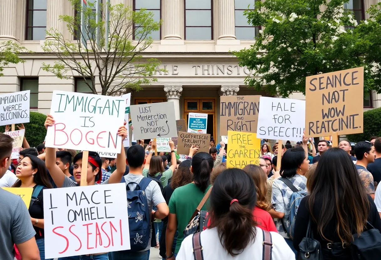 Public protest advocating for immigrant rights