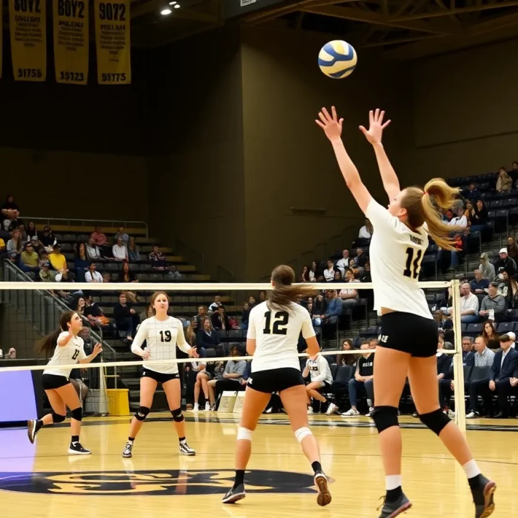 Volleyball game action at Purdue University Fort Wayne