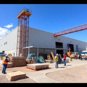 Construction workers at the iCOAT Products facility in Phoenix.