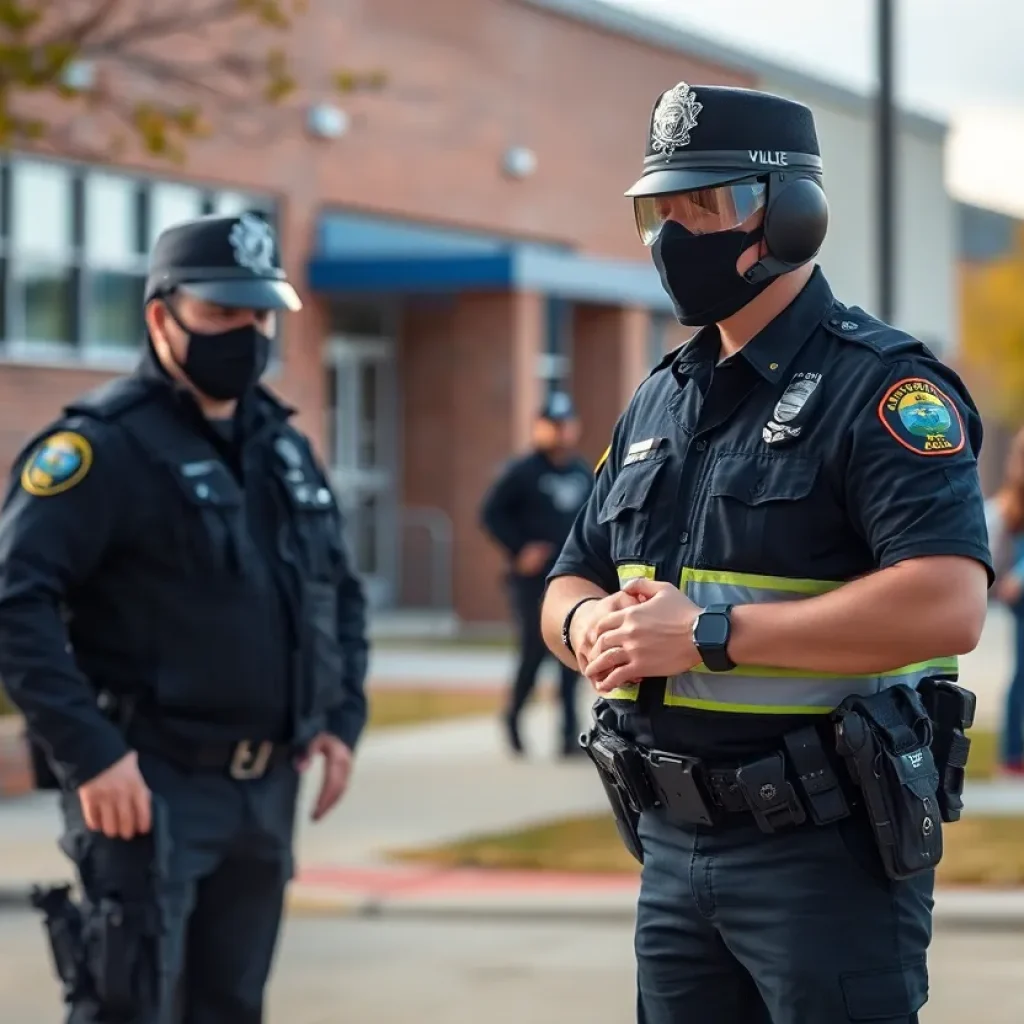 Security checkpoint at a school