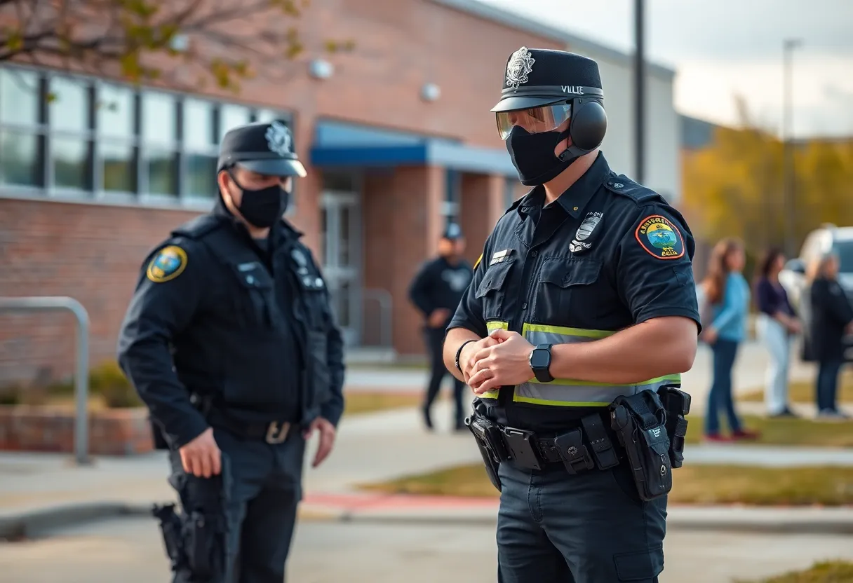 Security checkpoint at a school