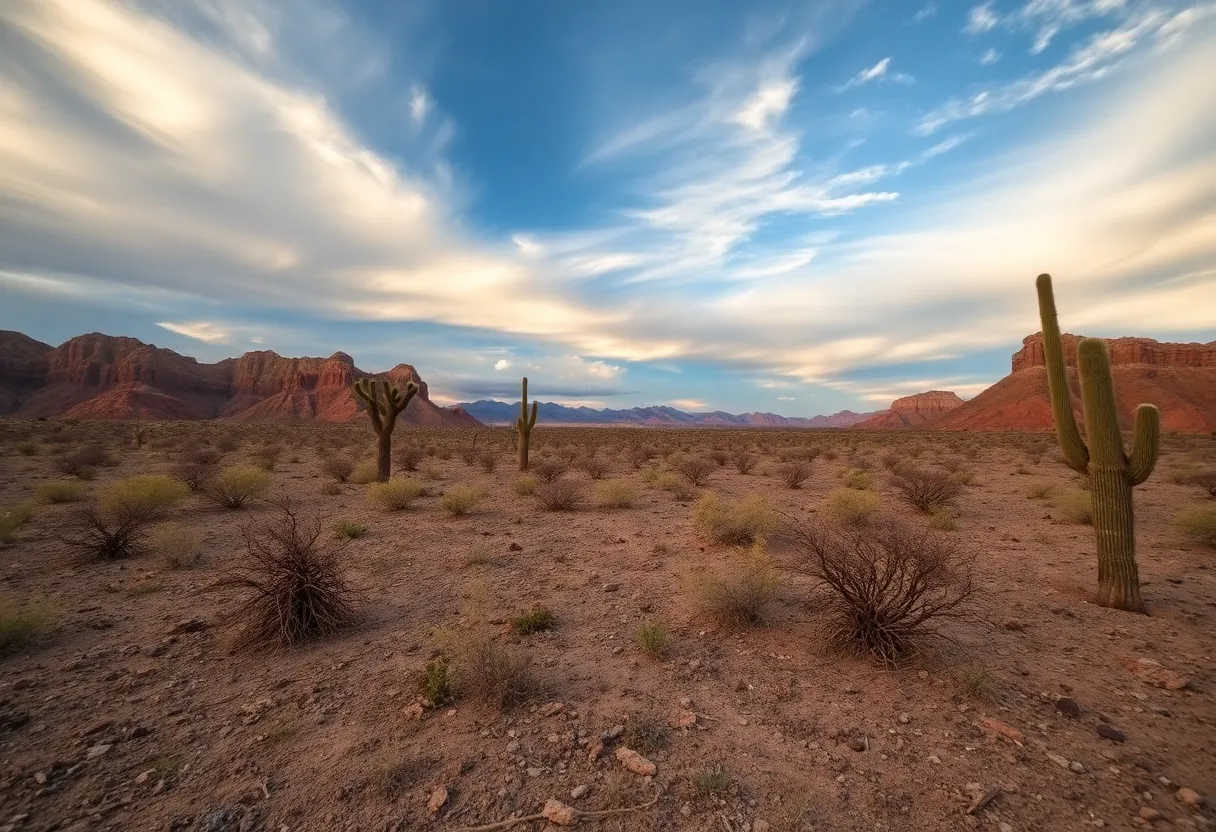 Dried and cracked earth in Arizona under extreme summer heat.