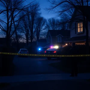 Suburban neighborhood in Scottsdale with police activity and caution tape