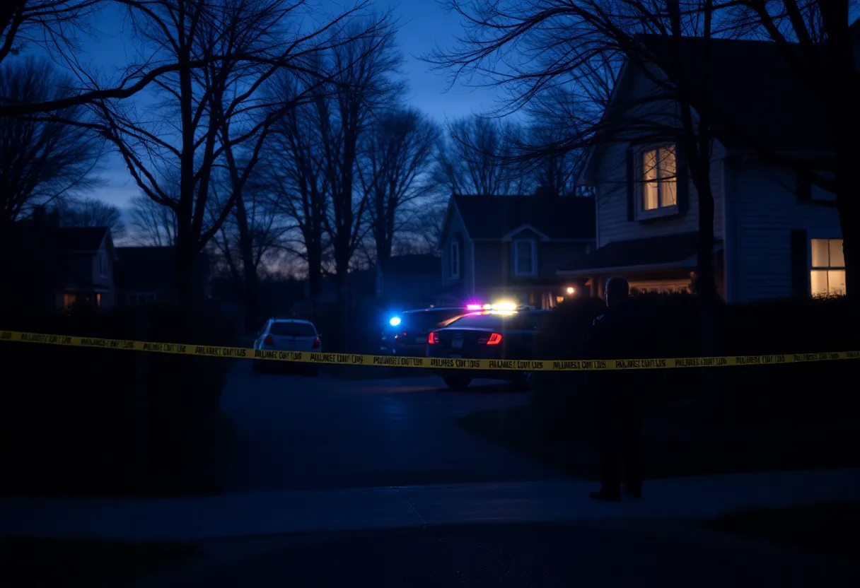 Suburban neighborhood in Scottsdale with police activity and caution tape