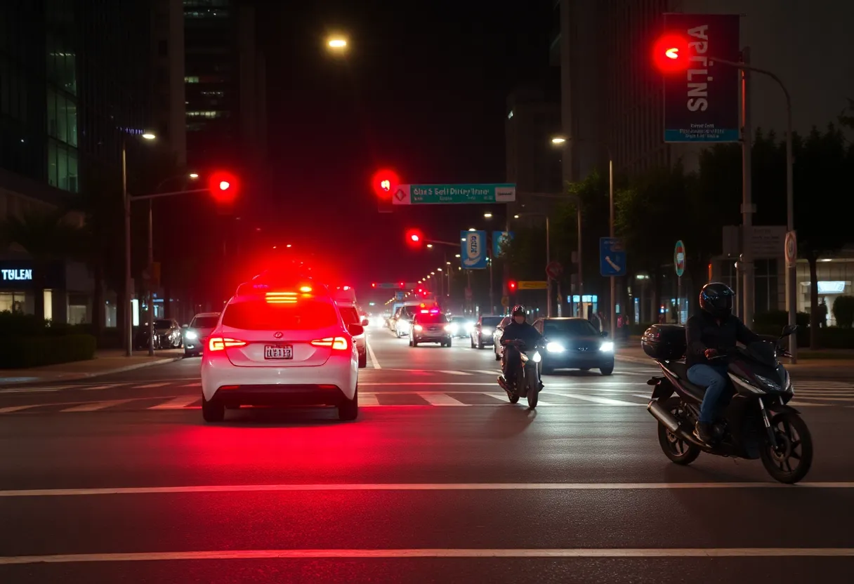 Scene of a fatal accident involving a self-driving vehicle and motorcycle