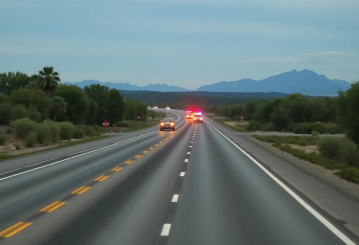 Emergency vehicles on Arizona highway after a tragic crash