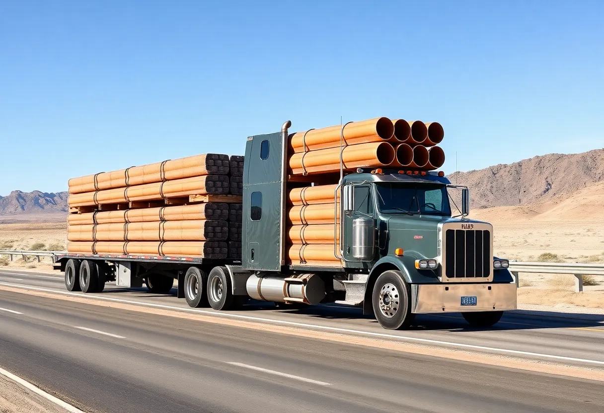 Semitruck loaded with stolen copper piping on the highway