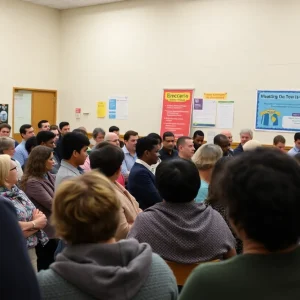 Community members engaging in town hall meeting about school closures in Vallejo