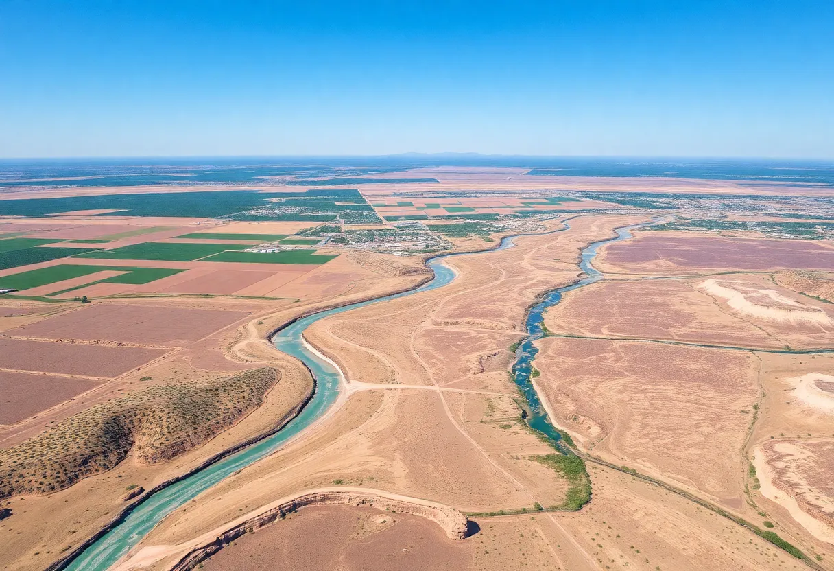 Aerial view of Wenden Arizona showing agricultural fields and dry landscapes
