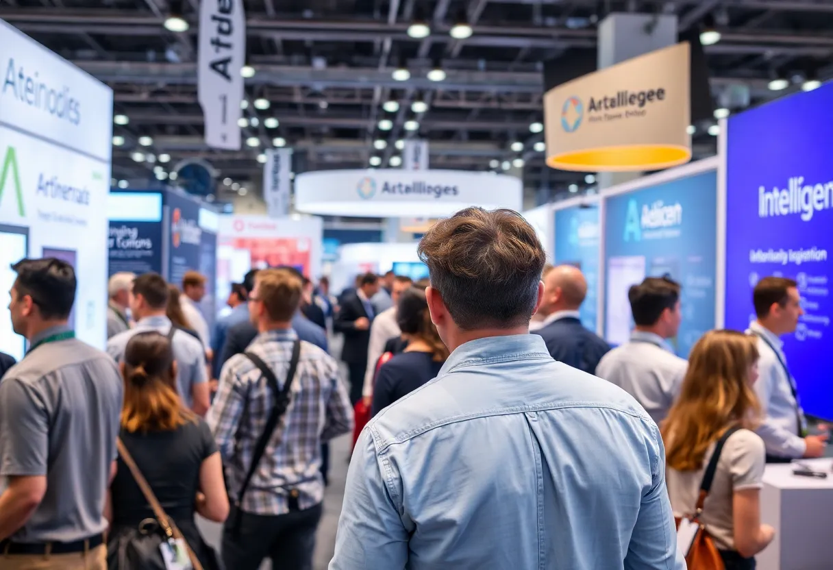 Participants at the AI Tools for Enterprise Expo engaging in discussions.