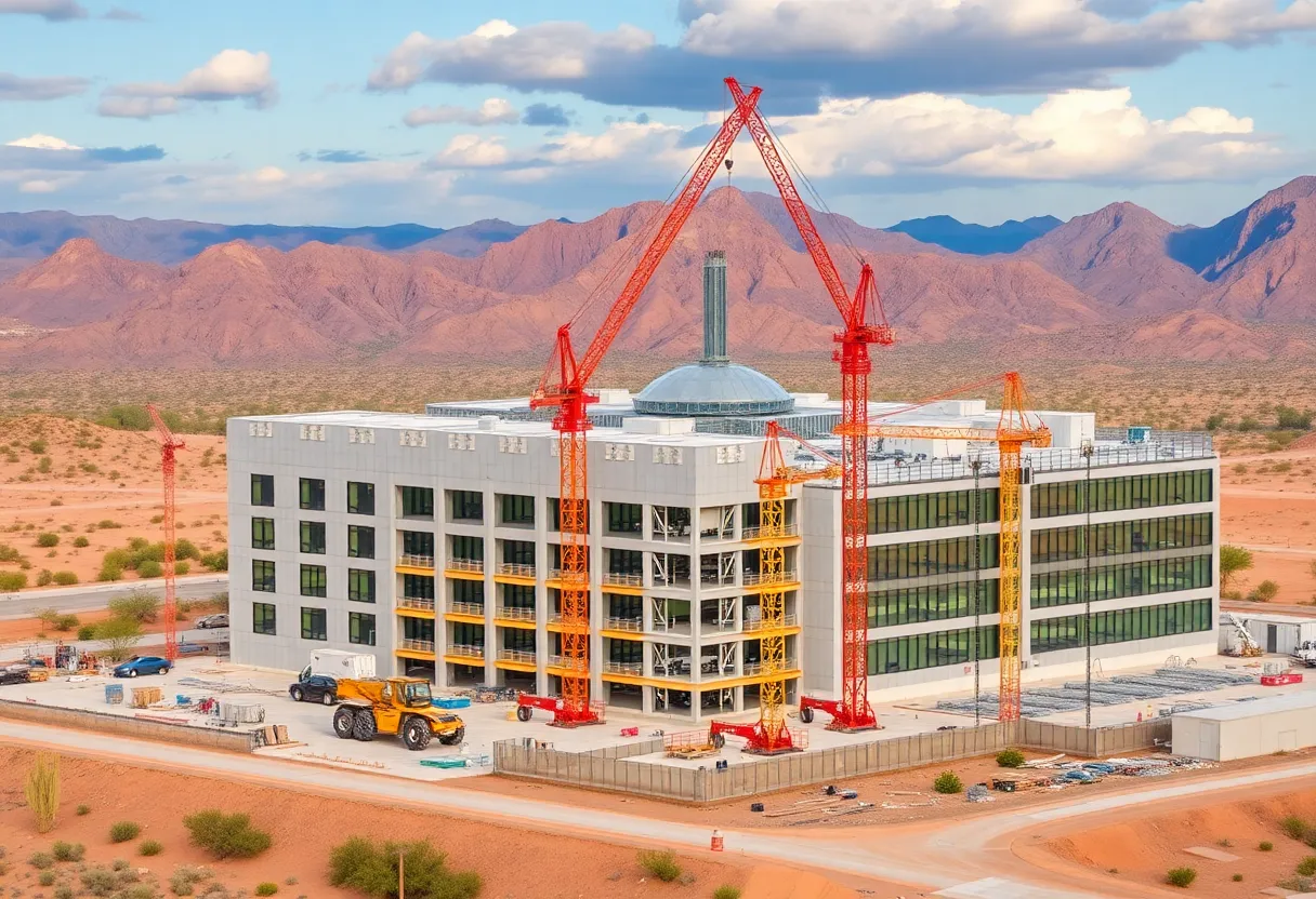 Construction site of Amkor Technology's semiconductor manufacturing campus