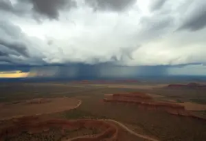 Rain clouds looming over the Arizona desert