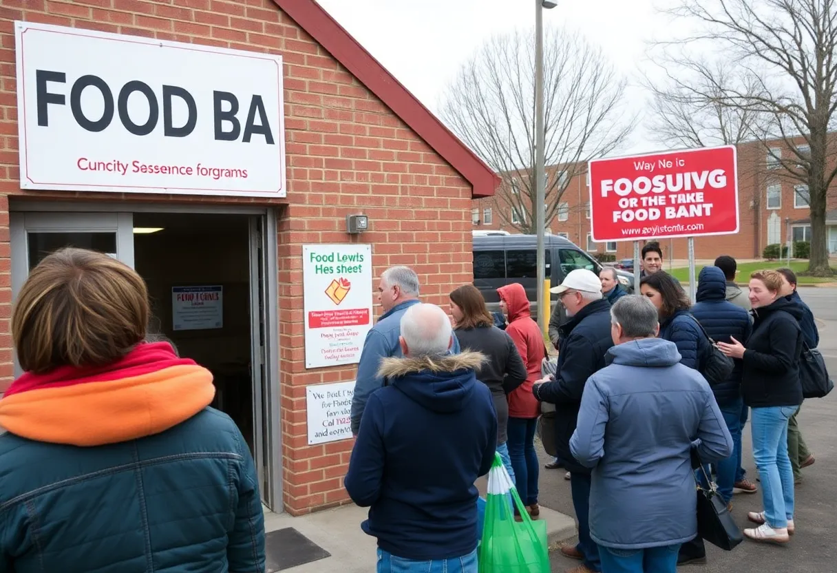 People receiving food assistance outside a food bank in Arizona