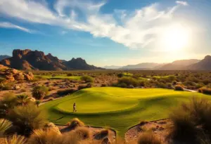 Golfers playing on a sunny Arizona golf course