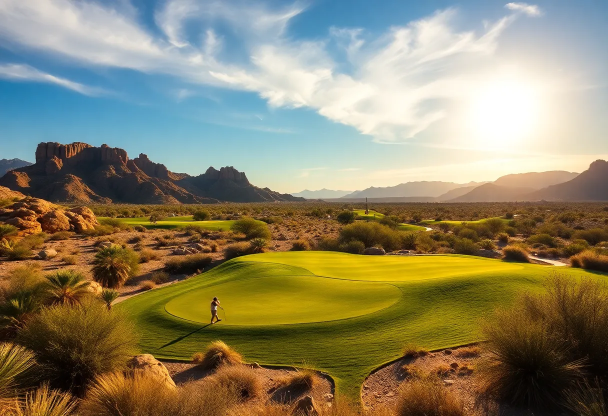 Golfers playing on a sunny Arizona golf course