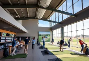 Interior view of Arizona Golf House showing pro shops and training facilities.