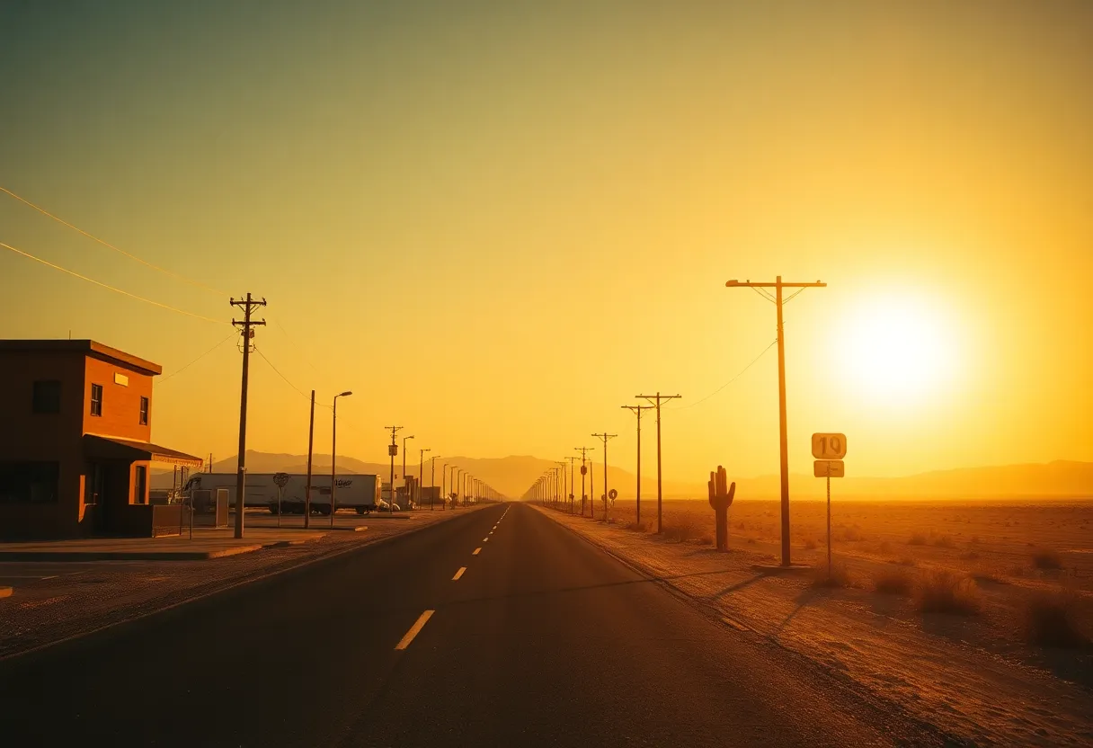 Scorching summer street in Arizona illustrating heatwave conditions