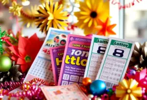 Celebration of Arizona Lottery winners with festive decorations