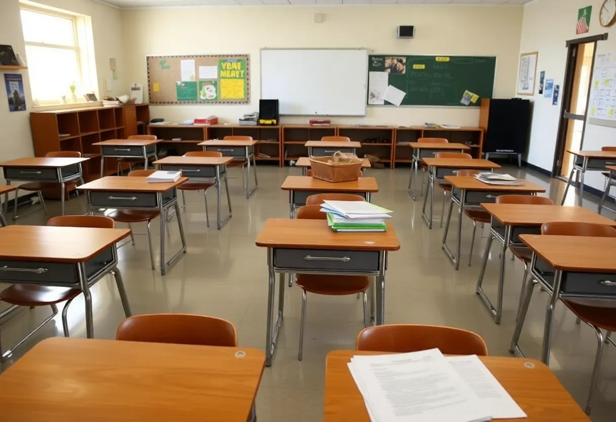 Empty classroom in Arizona school symbolizing closure issues