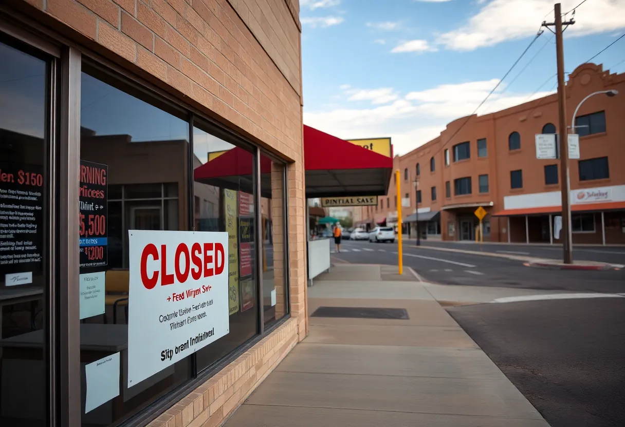 Closed small business in Arizona with inflation signs
