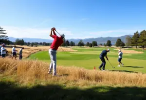 Golfers competing at the Stanford Intercollegiate tournament
