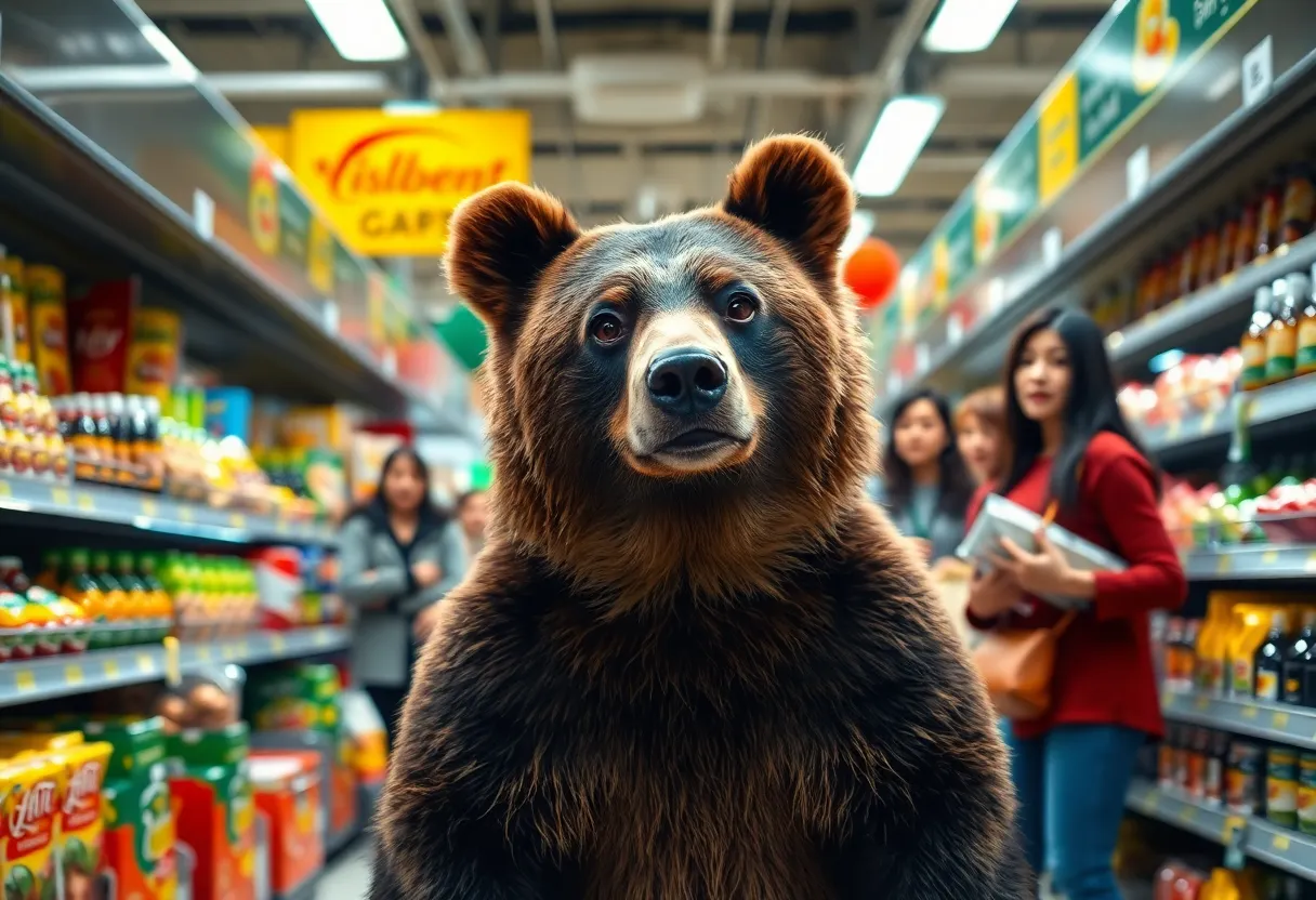 A bear wandering the aisles of a grocery store in Oro Valley.