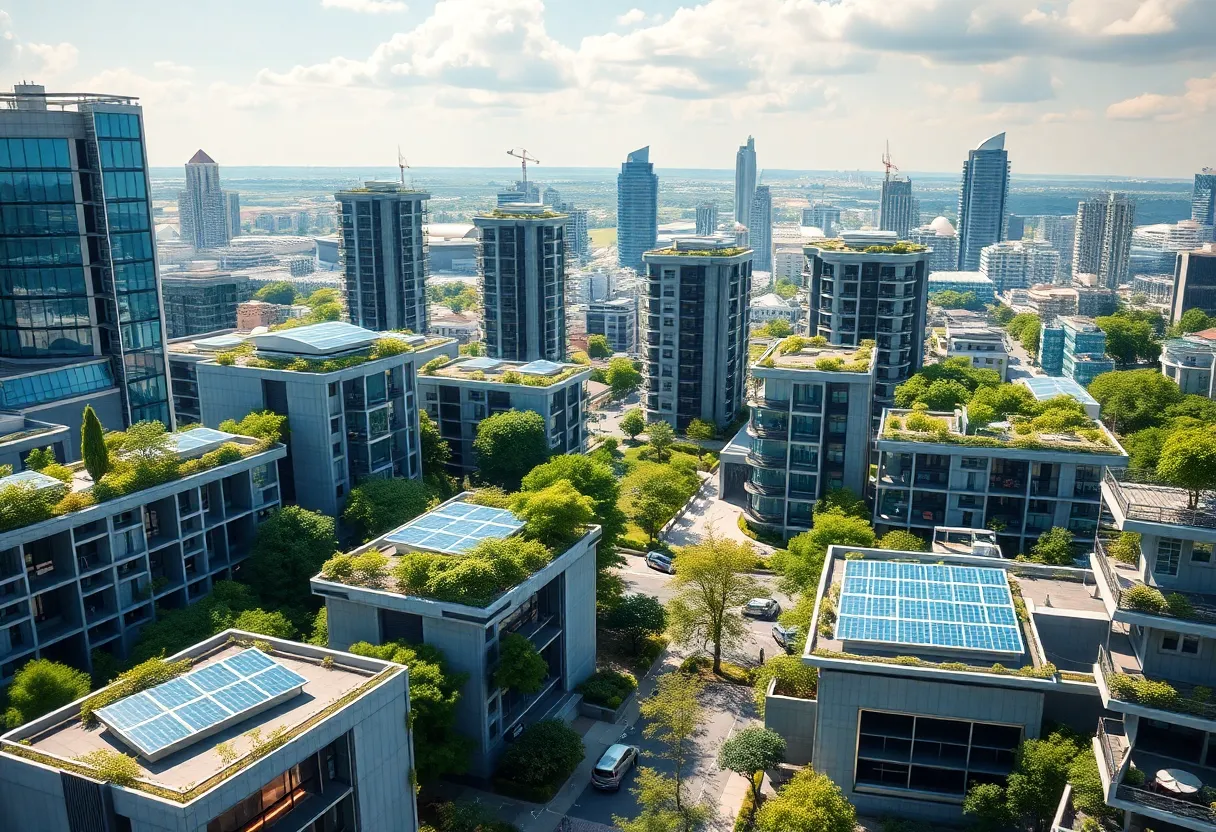 Futuristic cityscape representing AI and technology