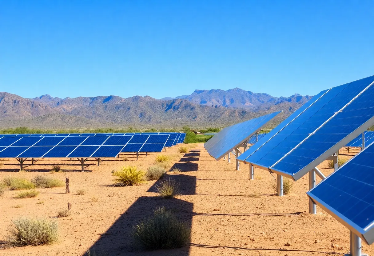 Solar panels installed in Cochise County, Arizona.