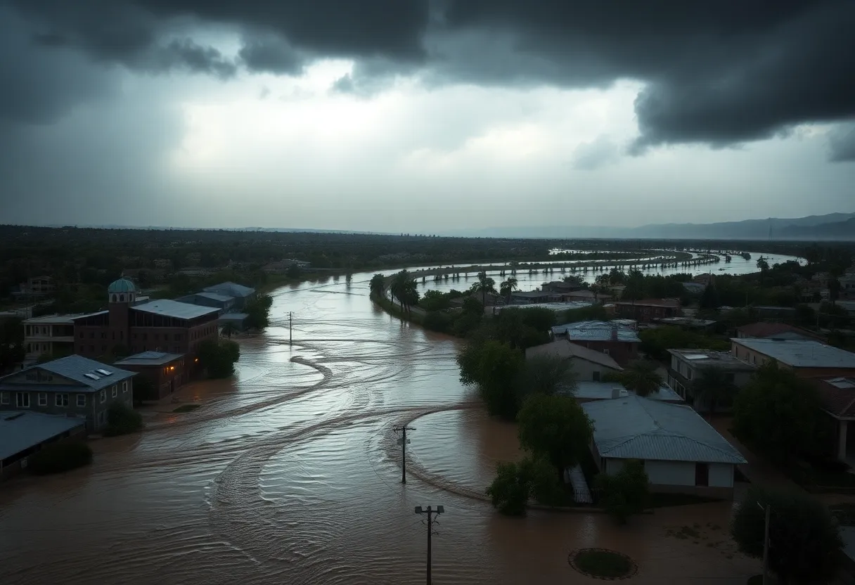 Heavy rainfall and flooding risk in Southwestern U.S. due to Tropical Storm Priscilla.