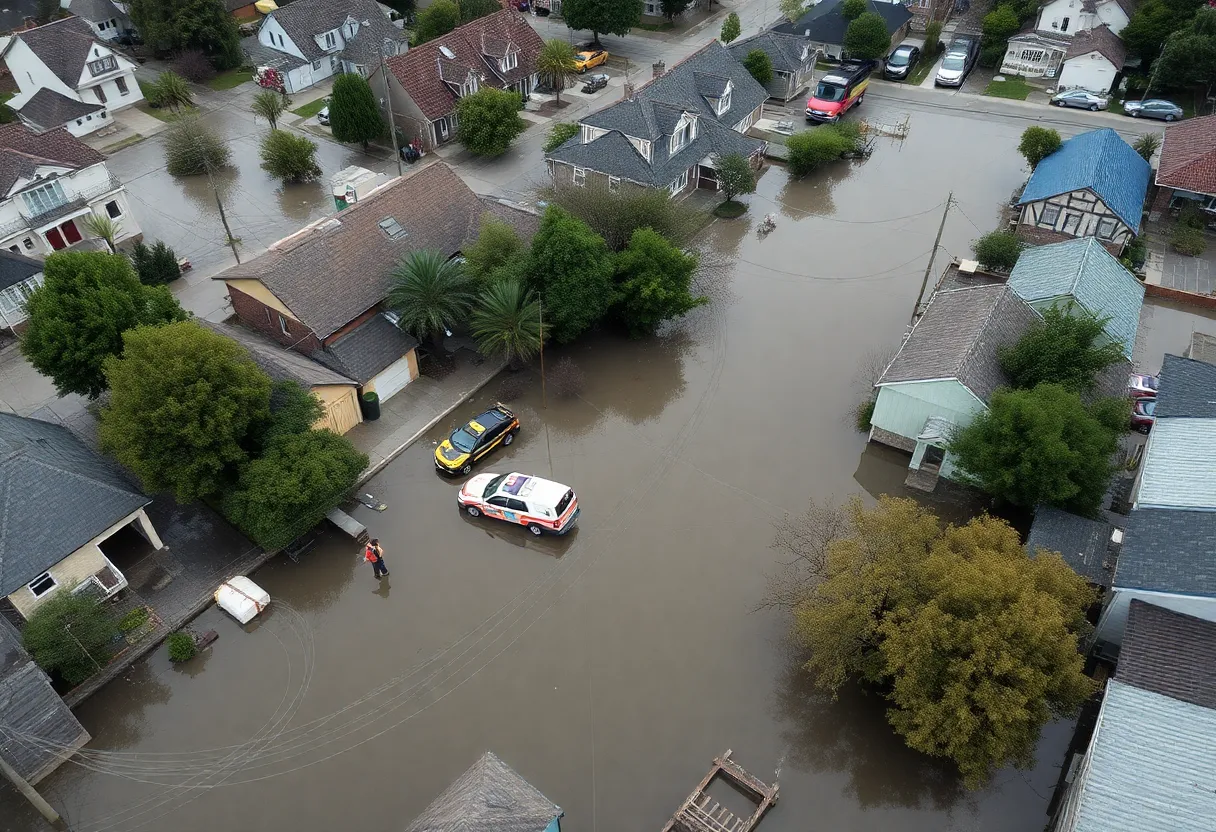 Aerial view of flooding in Globe, Arizona