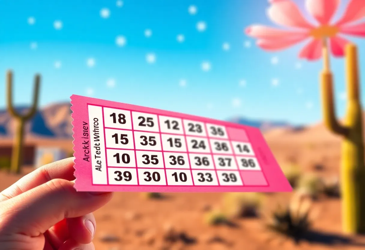 Illustration of a lottery ticket symbolizing victory in Green Valley, Arizona.