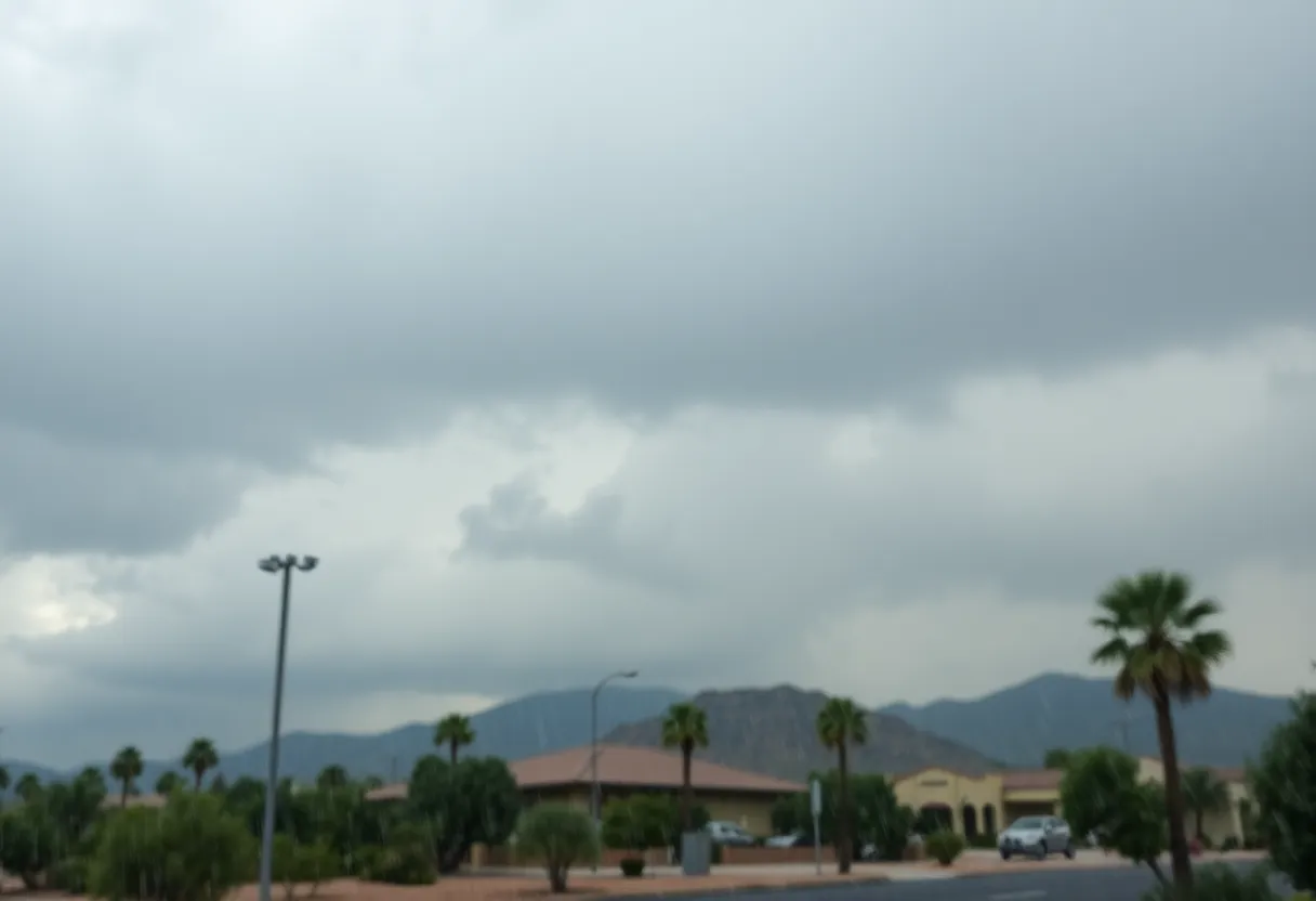 Dark clouds and heavy rain in Arizona