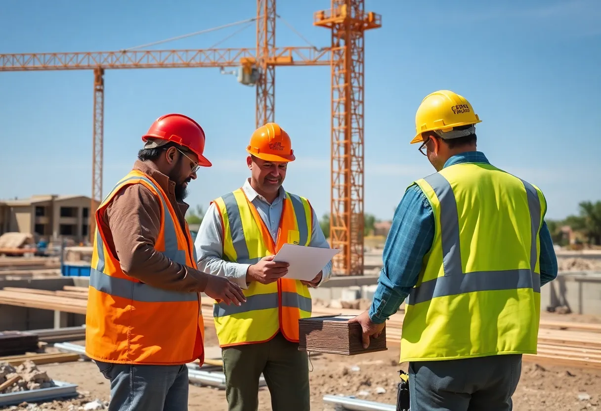 Workers on a construction site in Phoenix, Arizona