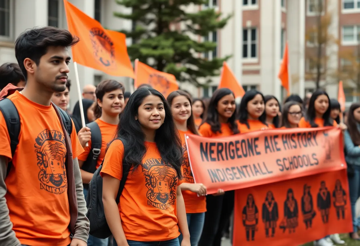 Students at Northern Arizona University observing Orange Shirt Day