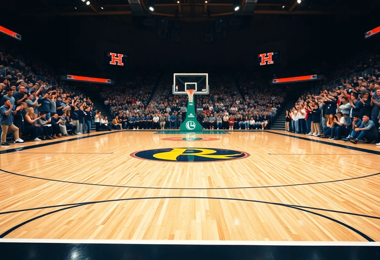 New York Liberty basketball team logo on court