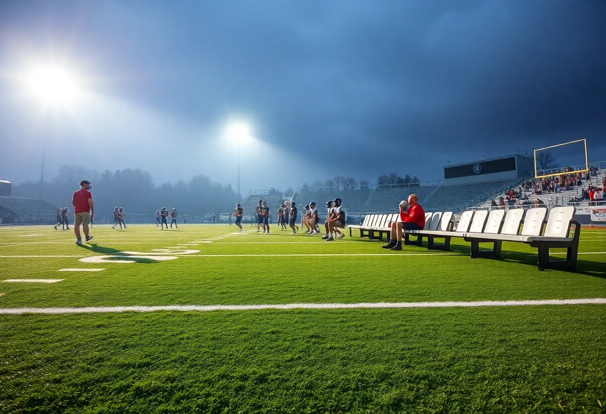 Football field with empty benches representing injured players for NFL Week 7.
