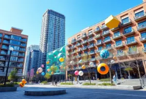 Modern development with art installations in Phoenix