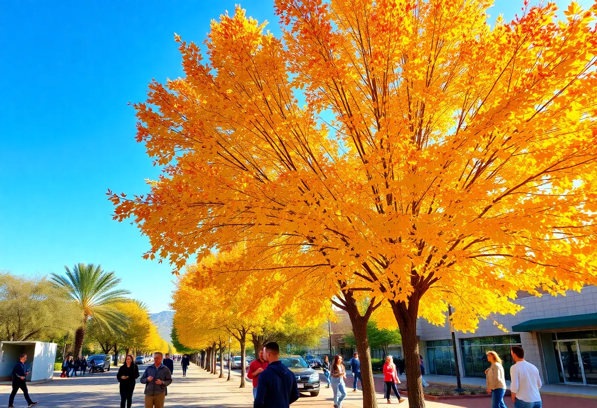 People enjoying a sunny autumn day in Phoenix, Arizona