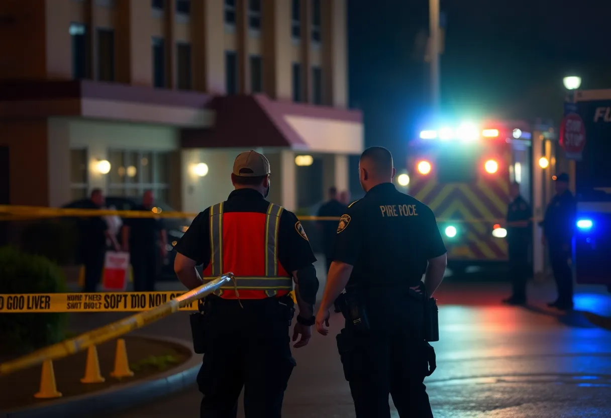 Police and emergency responders at the scene of a hotel shooting in Phoenix.