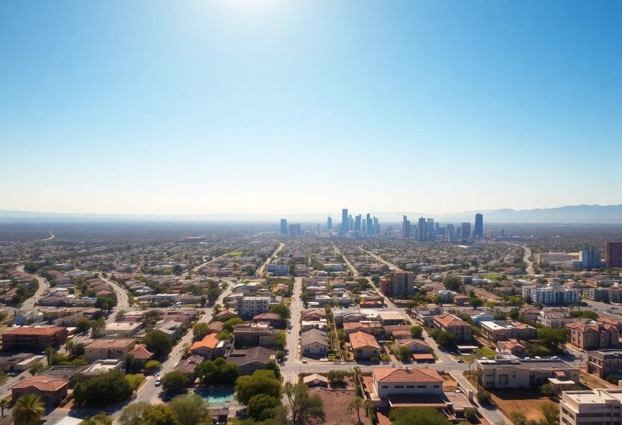 A scenic view of the Phoenix cityscape with residential neighborhoods.