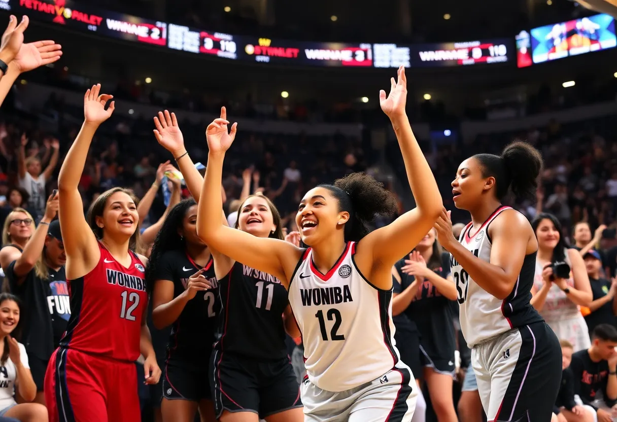Phoenix Mercury players in action during a WNBA playoff game